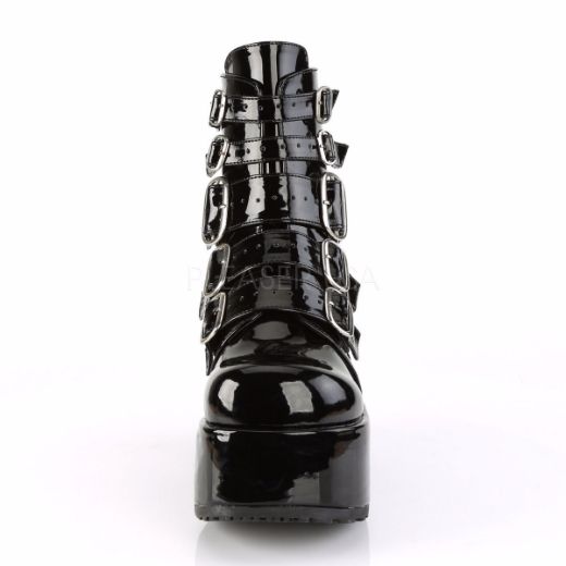 Product image of Demonia Concord-57 Black Patent , 4 1/4 inch Platform Ankle Boot