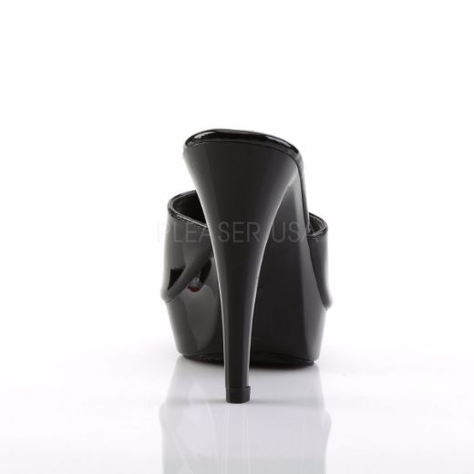 Product image of Fabulicious Cocktail-501 Black/Black, 5 inch (12.7 cm) Heel, 1 inch (2.5 cm) Platform Slide Mule Shoes