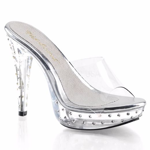 Product image of Fabulicious Cocktail-501Sdt Clear/Clear, 5 inch (12.7 cm) Heel, 1 inch (2.5 cm) Platform Slide Mule Shoes