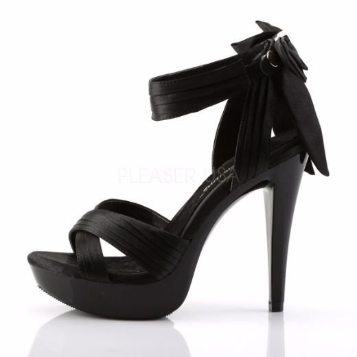 Product image of Fabulicious Cocktail-568 Black Satin/Black, 5 inch (12.7 cm) Heel, 1 inch (2.5 cm) Platform Sandal Shoes