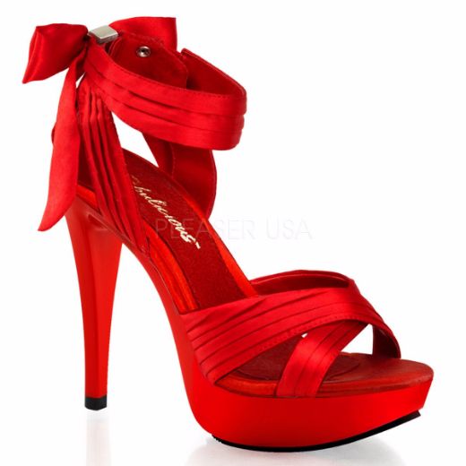 Product image of Fabulicious Cocktail-568 Red Satin/Red, 5 inch (12.7 cm) Heel, 1 inch (2.5 cm) Platform Sandal Shoes