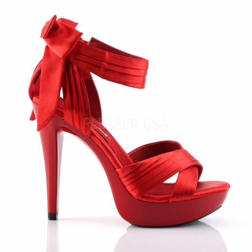 Product image of Fabulicious Cocktail-568 Red Satin/Red, 5 inch (12.7 cm) Heel, 1 inch (2.5 cm) Platform Sandal Shoes