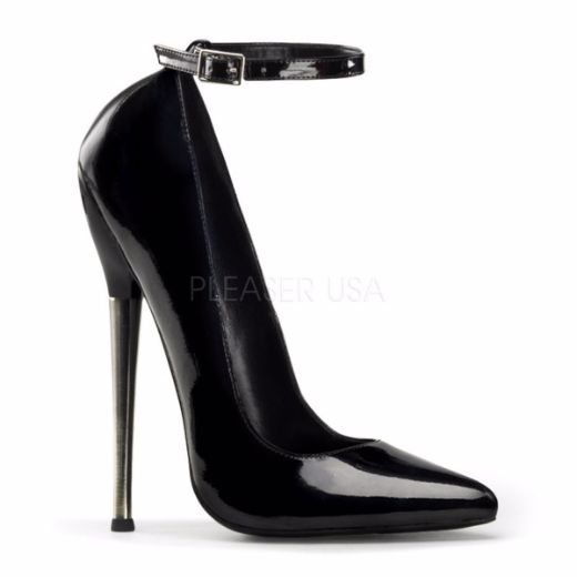 Product image of Devious Dagger-12 Black Patent, 6 1/4 inch (15.9 cm) Heel Court Pump Shoes