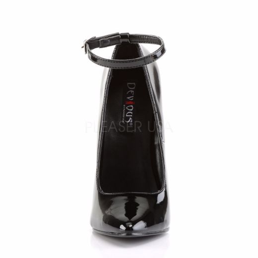Product image of Devious Dagger-12 Black Patent, 6 1/4 inch (15.9 cm) Heel Court Pump Shoes