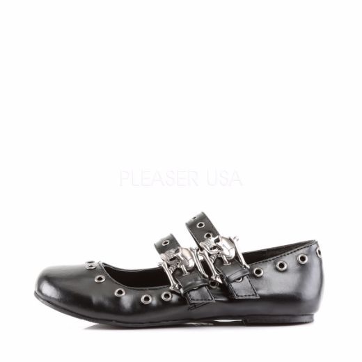 Product image of Demonia Daisy-03 Black Vegan Leather Flat Shoes