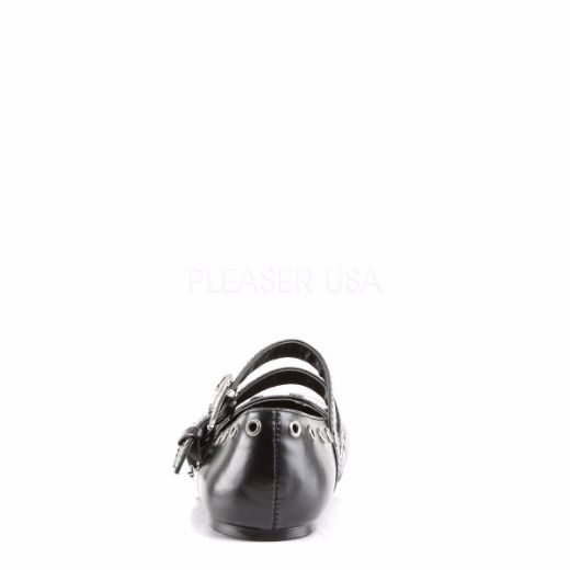Product image of Demonia Daisy-03 Black Vegan Leather Flat Shoes