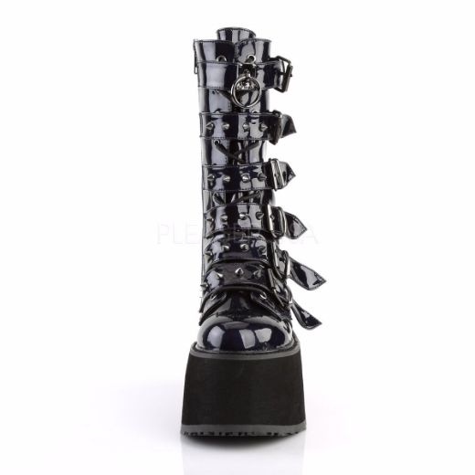 Product image of Demonia Damned-225 Black Hologram Vegan Leather, 3 1/2 inch Platform Knee High Boot