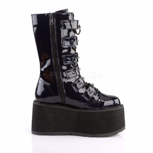 Product image of Demonia Damned-225 Black Hologram Vegan Leather, 3 1/2 inch Platform Knee High Boot