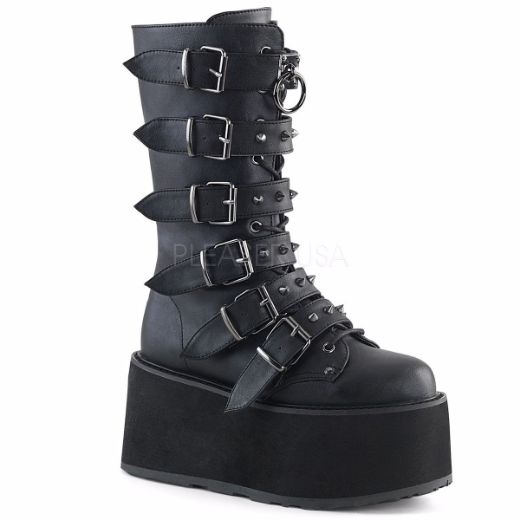 Product image of Demonia Damned-225 Black Vegan Leather, 3 1/2 inch Platform Knee High Boot
