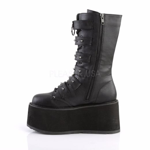 Product image of Demonia Damned-225 Black Vegan Leather, 3 1/2 inch Platform Knee High Boot