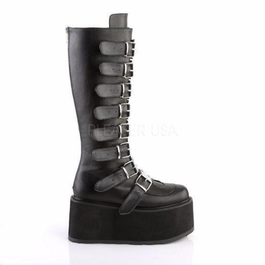 Product image of Demonia Damned-318 Black Vegan Leather, 3 1/2 inch Platform Knee High Boot