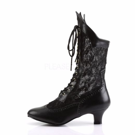 Product image of Funtasma Dame-115 Black Pu-Lace, 2 inch (5.1 cm) Heel Ankle Boot