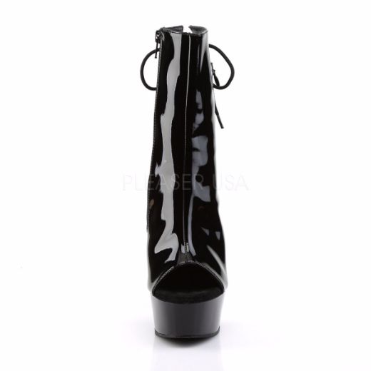 Product image of Pleaser Delight-1018 Black Patent/Black, 6 inch (15.2 cm) Heel, 1 3/4 inch (4.4 cm) Platform Ankle Boot