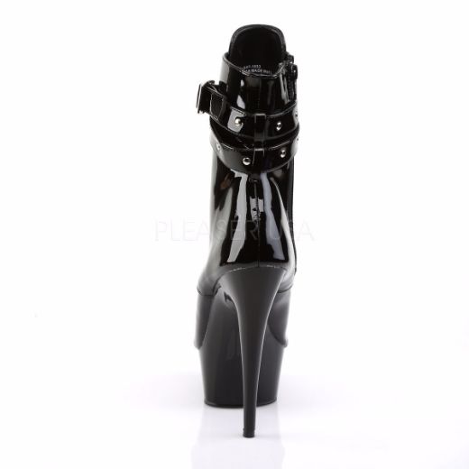 Product image of Pleaser Delight-1033 Black Patent/Black, 6 inch (15.2 cm) Heel, 1 3/4 inch (4.4 cm) Platform Ankle Boot