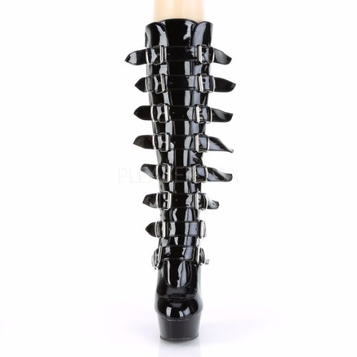 Product image of Pleaser Delight-2049 Black Patent/Black, 6 inch (15.2 cm) Heel, 1 3/4 inch (4.4 cm) Platform Knee High Boot
