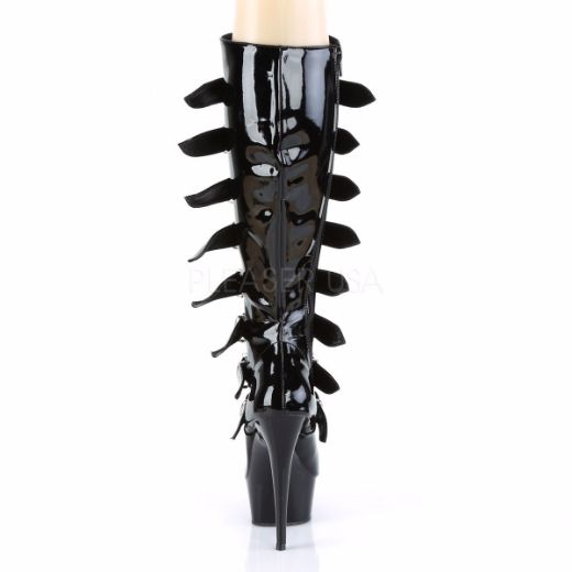 Product image of Pleaser Delight-2049 Black Patent/Black, 6 inch (15.2 cm) Heel, 1 3/4 inch (4.4 cm) Platform Knee High Boot