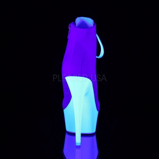 Product image of Pleaser Delight-600Sk-02 Pink Canvas/Neon White, 6 inch (15.2 cm) Heel, 1 3/4 inch (4.4 cm) Platform Ankle Boot