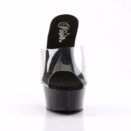 Product image of Pleaser Delight-601 Clear/Black, 6 inch (15.2 cm) Heel, 1 3/4 inch (4.4 cm) Platform Slide Mule Shoes