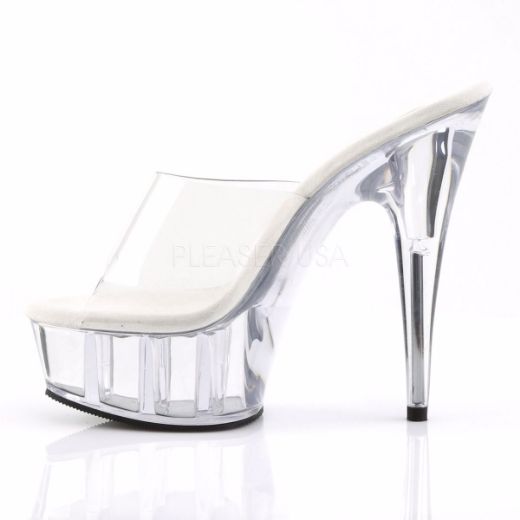 Product image of Pleaser Delight-601 Clear/Clear, 6 inch (15.2 cm) Heel, 1 3/4 inch (4.4 cm) Platform Slide Mule Shoes