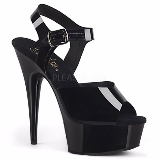 Product image of Pleaser Delight-608N Black (Jelly-Like) Tpu/Black, 6 inch (15.2 cm) Heel, 1 3/4 inch (4.4 cm) Platform Sandal Shoes