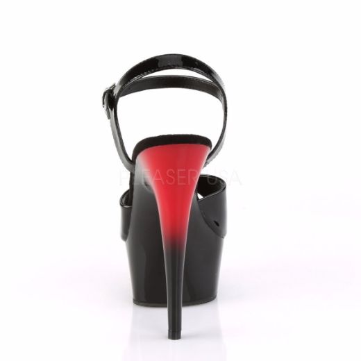 Product image of Pleaser Delight-609Br Black Patent/Red-Black, 6 inch (15.2 cm) Heel, 1 3/4 inch (4.4 cm) Platform Sandal Shoes
