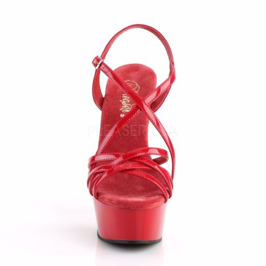 Product image of Pleaser Delight-613 Red Patent/Red, 6 inch (15.2 cm) Heel, 1 3/4 inch (4.4 cm) Platform Sandal Shoes