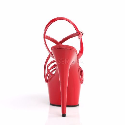 Product image of Pleaser Delight-613 Red Patent/Red, 6 inch (15.2 cm) Heel, 1 3/4 inch (4.4 cm) Platform Sandal Shoes