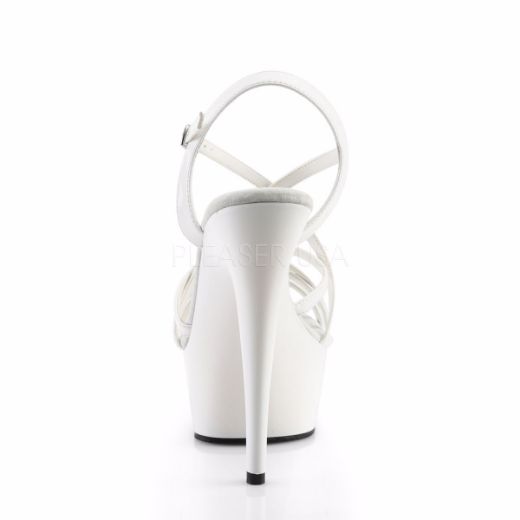 Product image of Pleaser Delight-613 White Patent/White, 6 inch (15.2 cm) Heel, 1 3/4 inch (4.4 cm) Platform Sandal Shoes