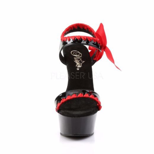 Product image of Pleaser Delight-615 Black-Red/Black, 6 inch (15.2 cm) Heel, 1 3/4 inch (4.4 cm) Platform Sandal Shoes