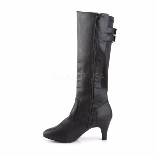 Product image of Pleaser Pink Label Divine-2018 Black Faux Leather, 3 inch (7.6 cm) Heel Knee High Boot