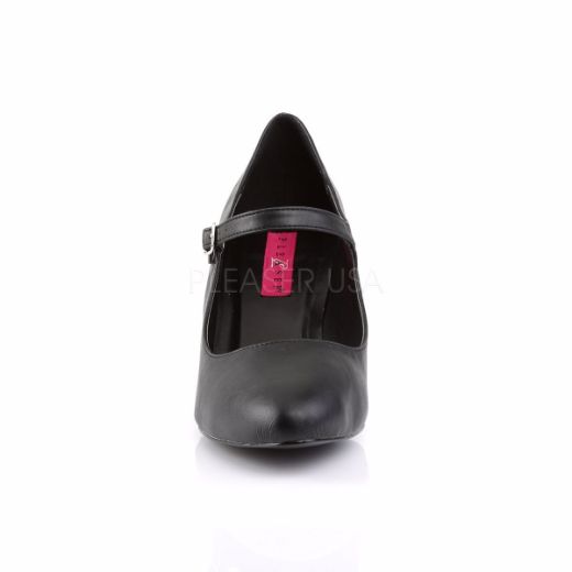 Product image of Pleaser Pink Label Divine-440 Black Faux Leather, 3 inch (7.6 cm) Heel Court Pump Shoes
