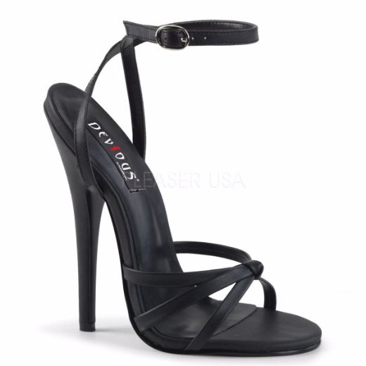 Product image of Devious Domina-108 Black Pu, 6 inch (15.2 cm) Heel Sandal Shoes