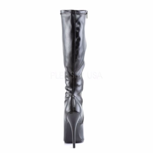 Product image of Devious Domina-2000 Black Stretch Pu, 6 inch (15.2 cm) Heel Knee High Boot