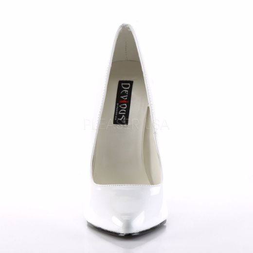 Product image of Devious Domina-420 White Patent, 6 inch (15.2 cm) Heel Court Pump Shoes