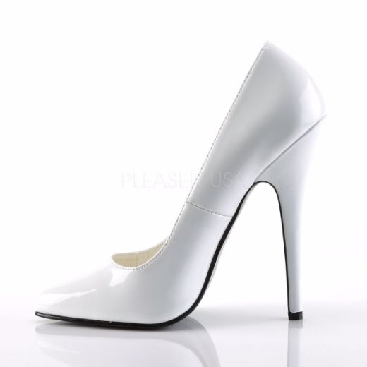 Product image of Devious Domina-420 White Patent, 6 inch (15.2 cm) Heel Court Pump Shoes