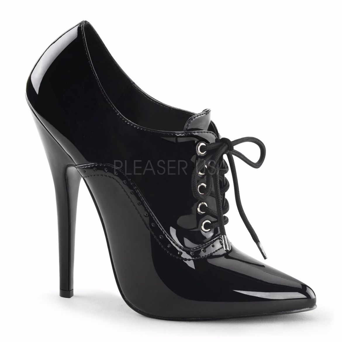 Product image of Devious Domina-460 Black Patent, 6 inch (15.2 cm) Heel Court Pump Shoes