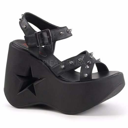 Product image of Demonia Dynamite-02 Black Vegan Leather, 5 inch Platform Sandal Shoes
