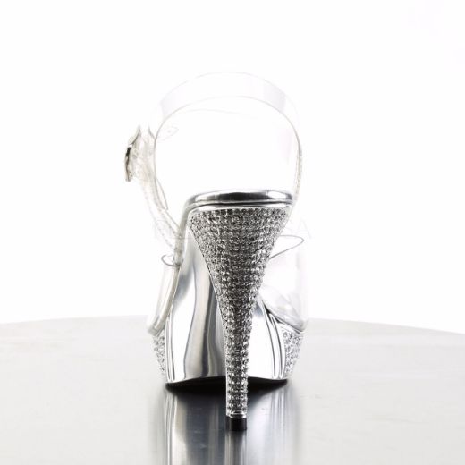 Product image of Fabulicious Elegant-408 Clear/Silver Chrome, 4 1/2 inch (11.4 cm) Heel, 1 inch (2.5 cm) Platform Sandal Shoes