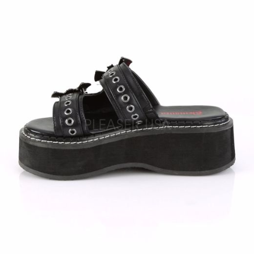 Product image of Demonia Emily-100 Black Vegan Leather, 2 inch Platform Sandal Shoes