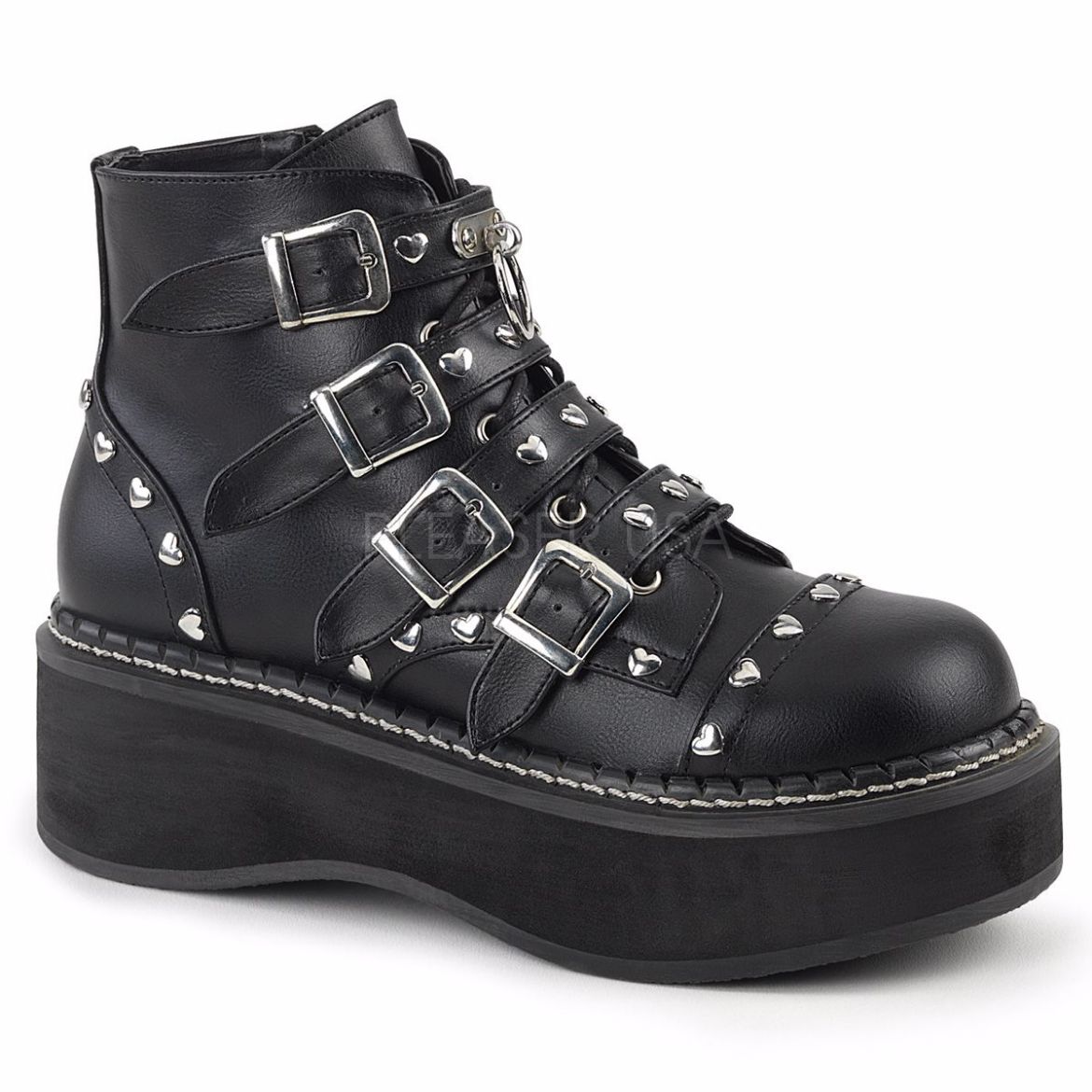 Product image of Demonia Emily-315 Black Vegan Leather, 2 inch Platform Ankle Boot