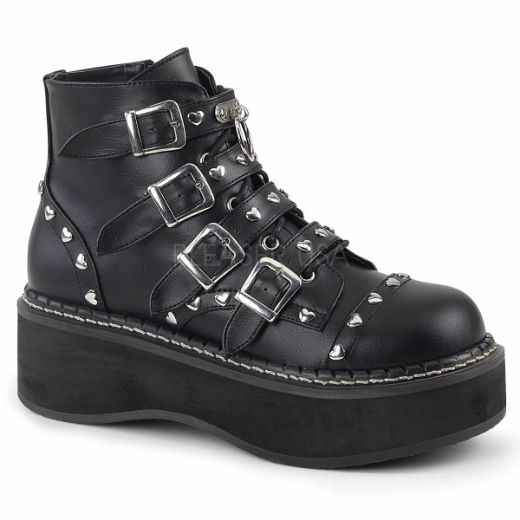 Product image of Demonia Emily-315 Black Vegan Leather, 2 inch Platform Ankle Boot