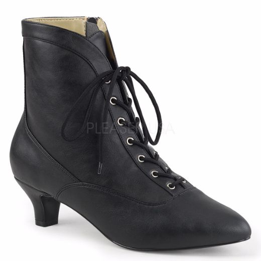 Product image of Pleaser Pink Label Fab-1005 Black Faux Leather, 2 inch (5.1 cm) Heel Ankle Boot