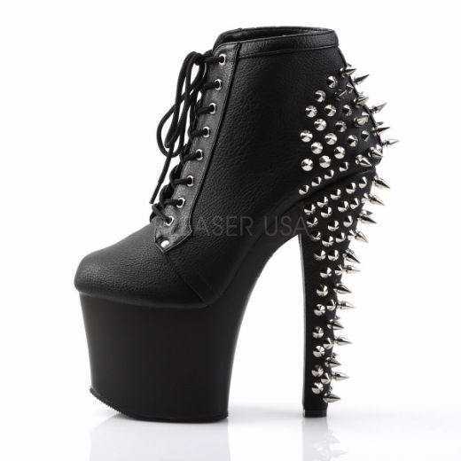 Product image of Pleaser Fearless-700-28 Black Faux Leather/Black Matte, 7 inch (17.8 cm) Heel, 3 1/4 inch (8.3 cm) Platform Ankle Boot