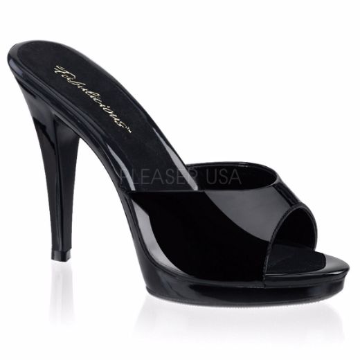 Product image of Fabulicious Flair-401-2 Black/Black, 4 1/2 inch (11.4 cm) Heel, 1/2 inch (1.3 cm) Platform Slide Mule Shoes