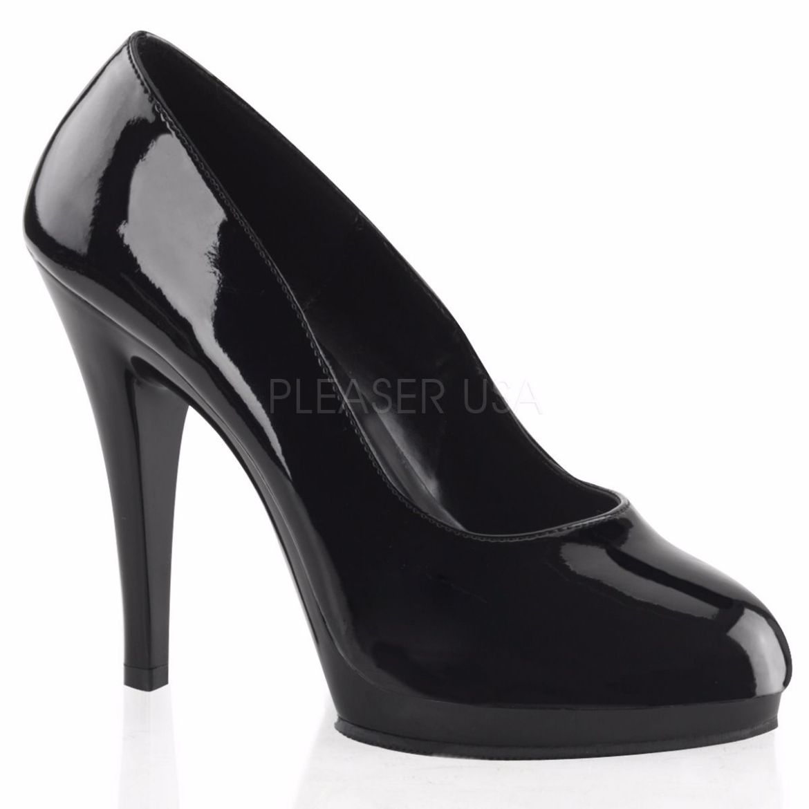 Product image of Fabulicious Flair-480 Black/Black, 4 1/2 inch (11.4 cm) Heel, 1/2 inch (1.3 cm) Platform Court Pump Shoes