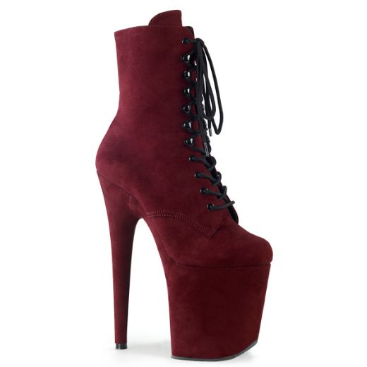 Product image of Pleaser Flamingo-1020Fs Burgundy Faux Suede/Burgundy Faux Suede, 8 inch (20.3 cm) Heel, 4 inch (10.2 cm) Platform Ankle Boot