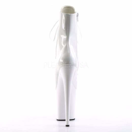 Product image of Pleaser Flamingo-1021 White Patent/White, 8 inch (20.3 cm) Heel, 4 inch (10.2 cm) Platform Ankle Boot