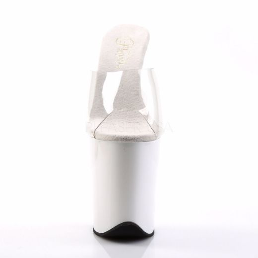 Product image of Pleaser Flamingo-801 Clear/White, 8 inch (20.3 cm) Heel, 4 inch (10.2 cm) Platform Slide Mule Shoes