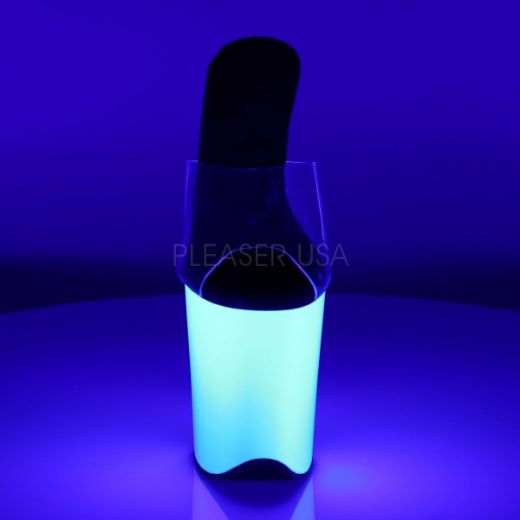 Product image of Pleaser Flamingo-801Uv Clear/Neon White, 8 inch (20.3 cm) Heel, 4 inch (10.2 cm) Platform Slide Mule Shoes