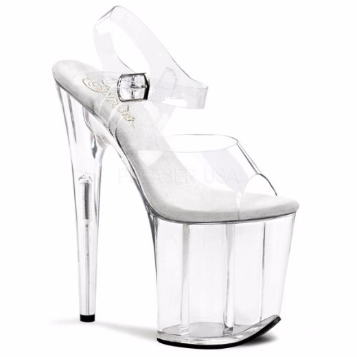 Product image of Pleaser Flamingo-808 Clear/Clear, 8 inch (20.3 cm) Heel, 4 inch (10.2 cm) Platform Sandal Shoes